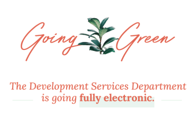 Flyer promoting fully electronic system for Development Services